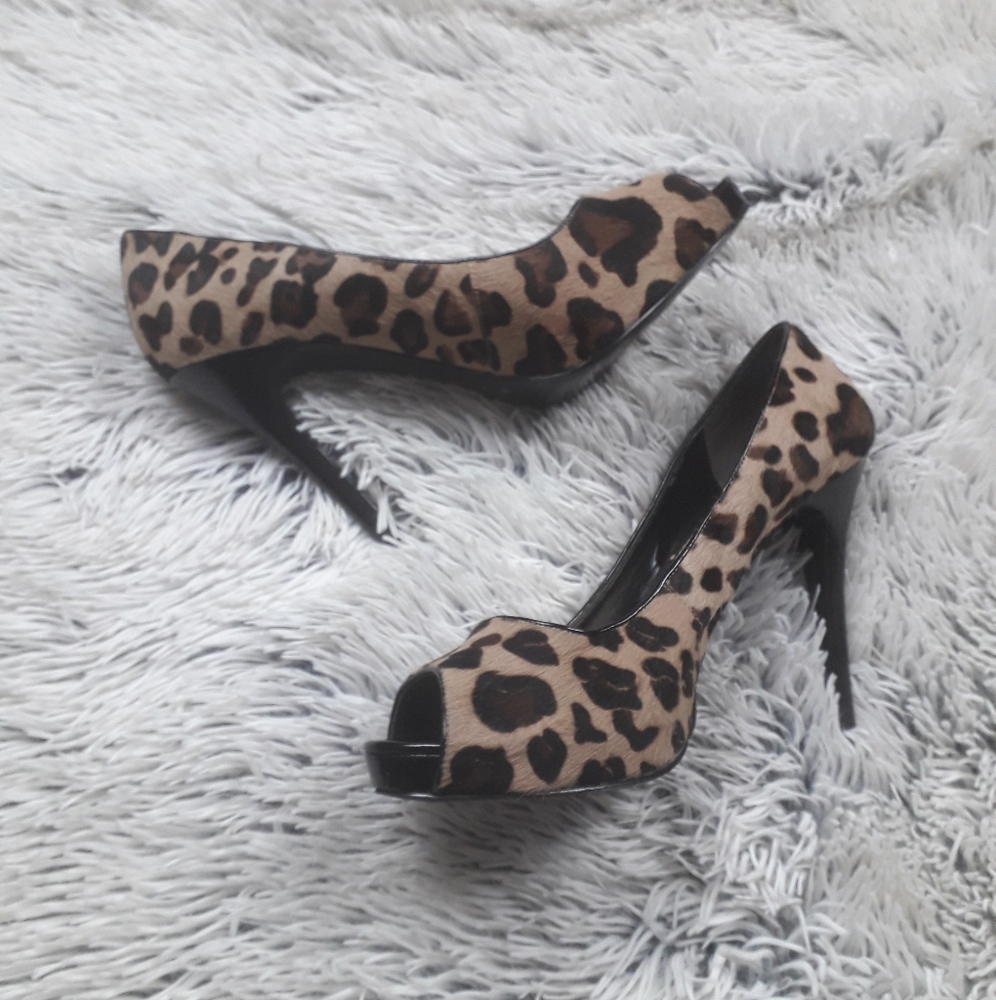 Nine West Leopard Cow Hair heels